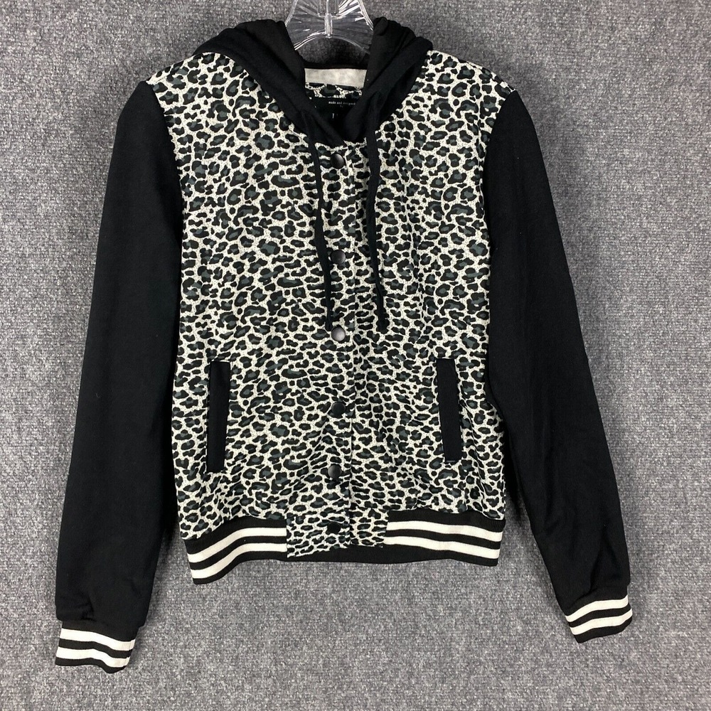 Iris Hoodie‎ Women's Medium Snap 100% Polyester Fleece NWT Cheetah Print M